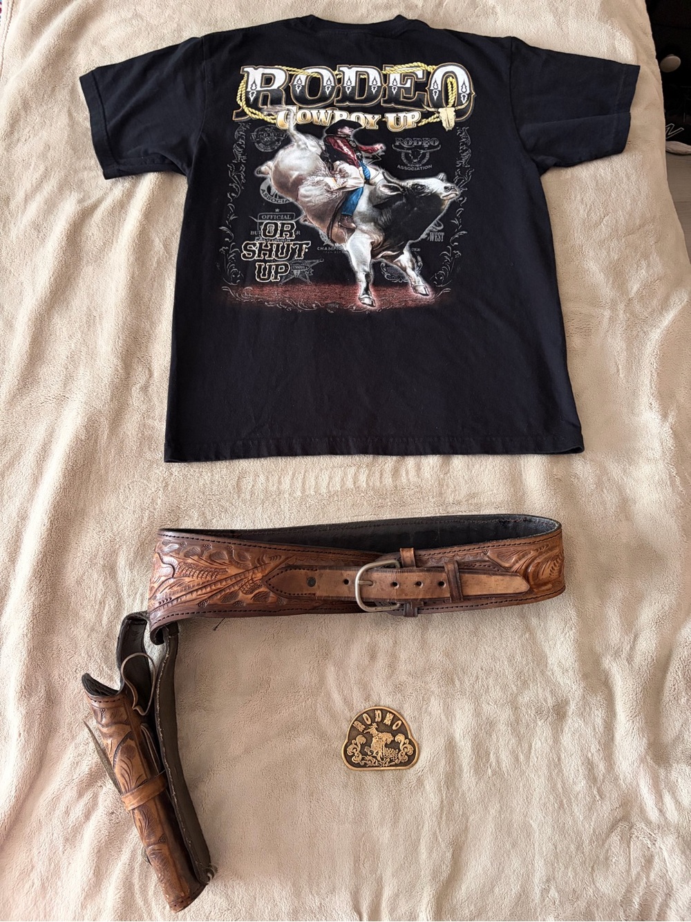 Rodeo Cowboy Up Black Graphic Tee